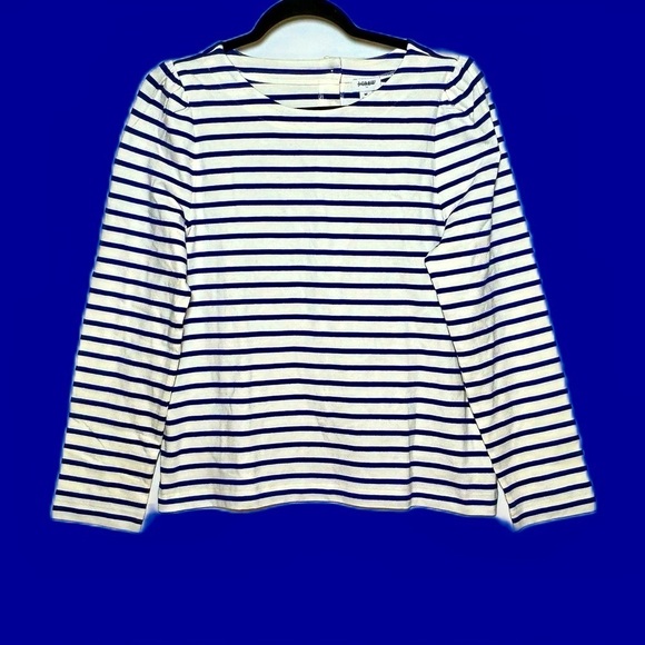 NWT J. Crew Factory Puff-Sleeve Button-Back Top with Navy & White Stripes, M - Picture 6 of 15